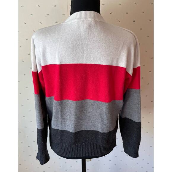 FRENCH CONNECTION White Red Gray Striped Sweater Size Small - Picture 2 of 6
